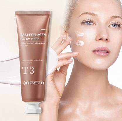 QOZWEID baby Collagen Mask Overnight Peel Off for Dullness Hydrolysed Glowing Glass Skin