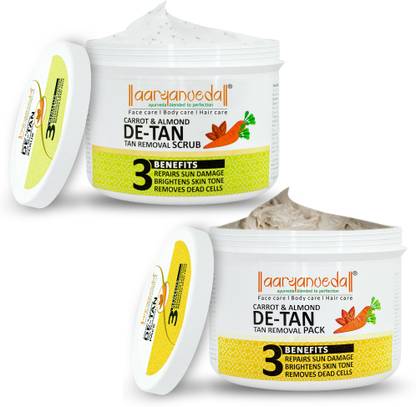 Aaryanveda De-Tan Removal Face Pack & Scrub | Brightening, Exfoliating & Glowing Skin Scrub