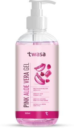 Twasa 99% Pure Pink Aloe Vera Gel For Face, Skin & Hair | Ultimate Gel For Glowing Skin | For Men & Women | Free From Parabens, Sulfates