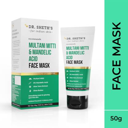 Dr. Sheth's Multani Mitti & Mandelic Acid Face Mask | Face Pack for Glowing Skin | 50g