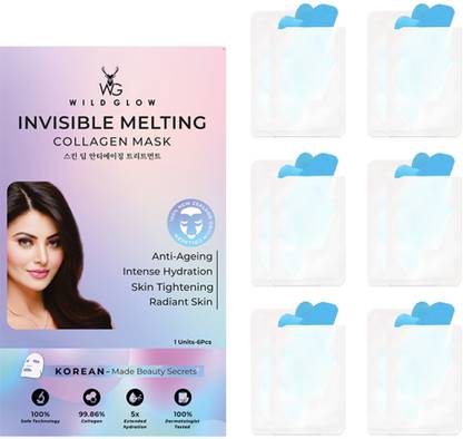 WILDGLOW Invisible Korean Collagen Face Mask for Glowing Skin, Anti-Aging Skin Tightening