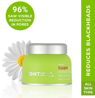 light up Beam Glacial Glow Mud – New Zealand Glacial Clay, R.U.M (Rice, Urad, Masoor) Complex, Vitamin F, Jasmine, Chamomile & Spirulina – Detoxifying, Purifying & Mineralizing – All Skin Types – 100 gms