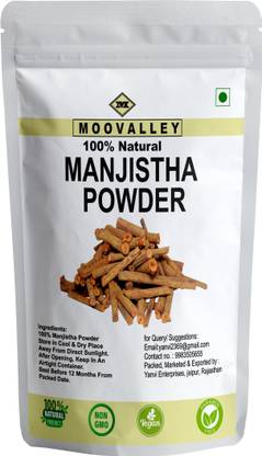 Moovalley Manjistha Powder for Face, Majith Organic Root Powder, Indian Maddar Manjishta