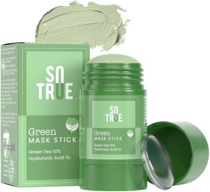 Sotrue Green Tea Face Mask Stick For Cleansing and Blackhead Removal | Made in India | For Blackheads, Oil Control & Anti-Acne | Purifying Solid Clay Detox Mud Mask with Hyaluronic Acid