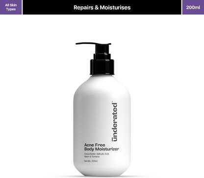 UNDERATED Acne FreeBody Moisturizer Powered With Cocoa Butter,Salicylic Acid,Neem&Turmeric