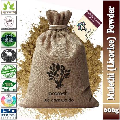 Pramsh Ayurveda Luxurious Certified Organic Mulethi Licorice Powder Edible Grade For Sore Throat