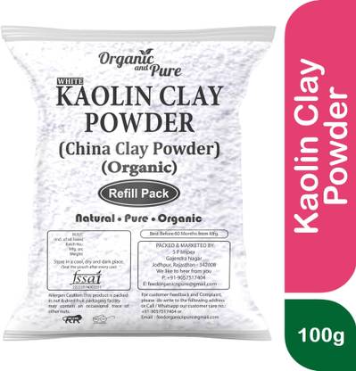 Organic and Pure Kaolin Powder Kaolin Clay Powder White Clay Powder for Face Mask Skin (Refiller)