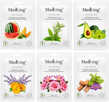 MasKing BambooFacial Sheet Mask for Skin Glowing, Lightening, Moisturizing,