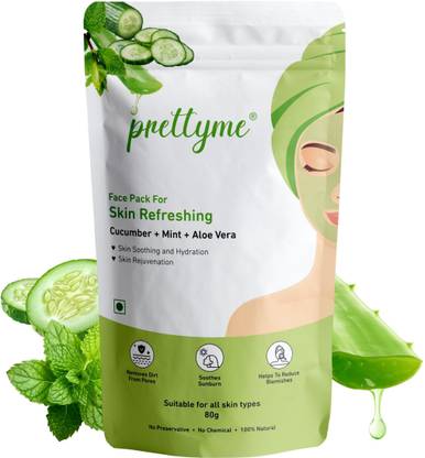Prettyme Cucumber, Mint & Aloe Vera Face Pack Powder for Skin Refresh & Hydration