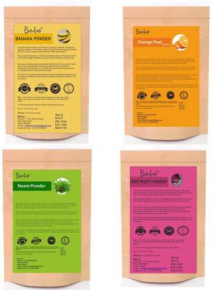 BIndian Banana Orange Peel Neem & Beetroot Face Pack Powder Pack Of 04 (50gm Each)