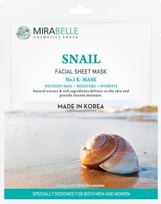 Mirabelle Snail Facial Sheet Mask for Revitalizing, fade Dark spots - Made In Korea