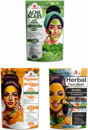voorkoms Acne Scar, Pigment Wrikle & Herbal Face Mask Combo Face Skin Care Powder