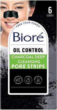 Biore Deep Cleansing Charcoal Pore Strips for Nose, 6 Count