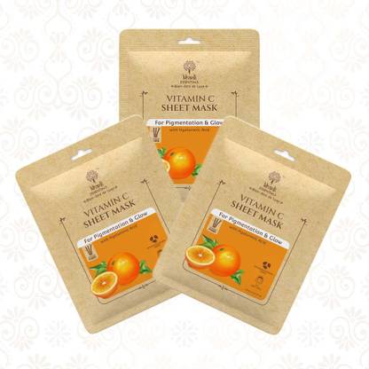 Khadi Essentials 10% Vitamin C Sheet Mask For Dryness & Glow,Moisturization with Hyaluronic Acid