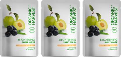 Organic Harvest Vitamin C Face Sheet Mask, Provide Instant Hydration, Suitable for All Skin Type