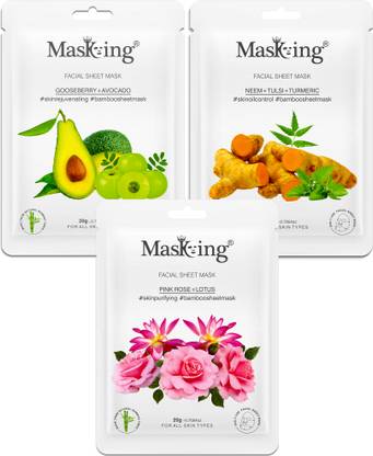 MasKing , Avocado and Turmeric Beauty Sheet Mask for Women | Combo Pack of 3