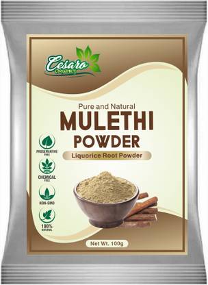 Cesaro Organics Pure and Natural Mulethi Powder Liquorice Root Powder For Hair and Skin Care