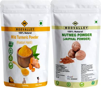 Moovalley Wild Turmeric Kasturi Haldi and Jaiphal (Nutmeg) Powder