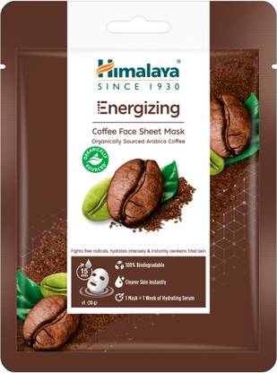 हिमालय Energizing Coffee Face Sheet Mask | Organically sourced Arabica Coffee