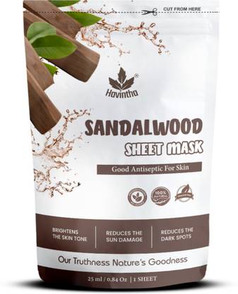 Havintha Sandalwood Face Sheet Mask, Intense Hydration & Moisturizing, Smooth Facial Mask