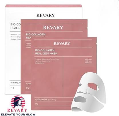 revary 2 Pack Bio Deep Collagen Mask Korean Skincare Jelly Gel Sheet mask Glow