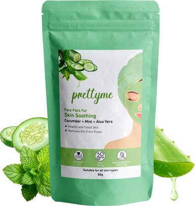 Prettyme Cucumber, Mint + Aloe Vera Face Pack Powder for Refreshing & Hydrating Glow