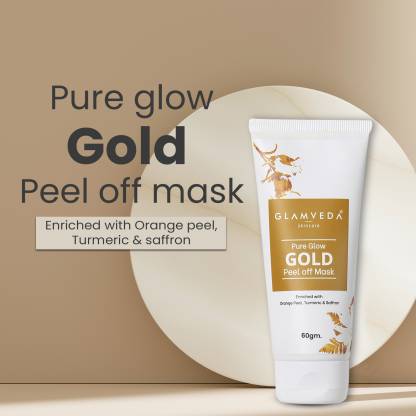 GLAMVEDA Pure Glow Gold Peel Off Mask Enriched With Orange Peel ,Turmeric & Saffron