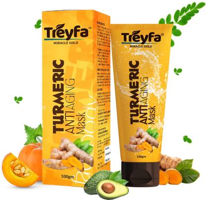 TREYFA Turmeric anti aging mask for skin brightening, even tone & glowing skin