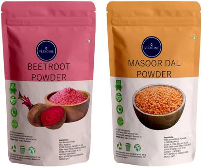 VEDICINE Masoor Dal Powder (RED LENTILS) and Beetroot Powder For Face and Skin