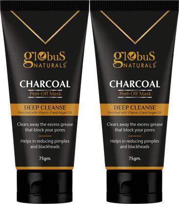 Globus Naturals Charcoal Peel Off Mask, Set of 2