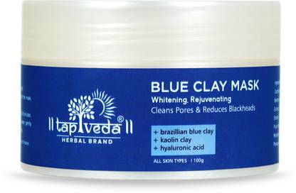 tapveda Brazillian Blue Clay Mask For Whitening Skin with Hyaluronic Acid & Kaolin Clay