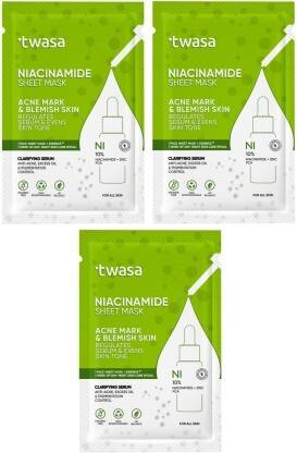 Twasa Niacinamide Serum Face Sheet Mask For Acne Mark < Dark Spots & Open Pores