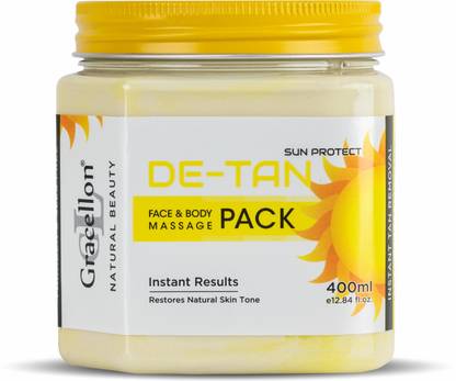 Gracellon De-Tan Face and Body Massage Pack | Reduces Dark Spots | Reduces Sun Tan