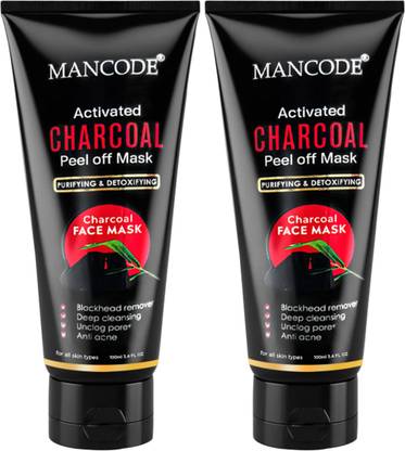 MANCODE Charcoal Peel Off Mask for Men Detoxifies Skin, Deep Cleansing Black Face Mask