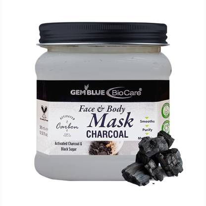 GEMBLUE BIOCARE Charcoal Mask for Face & Body, Enriched with Activated Charcoal, 385ml