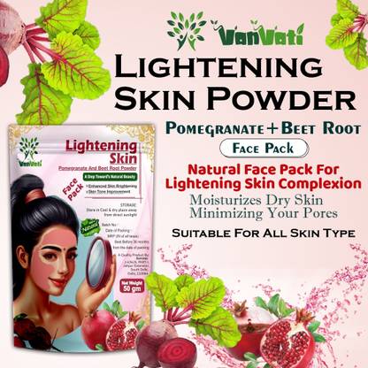Vanvati Beet Root & Pomegranate Skin Lightening Powder 50g Rose Water