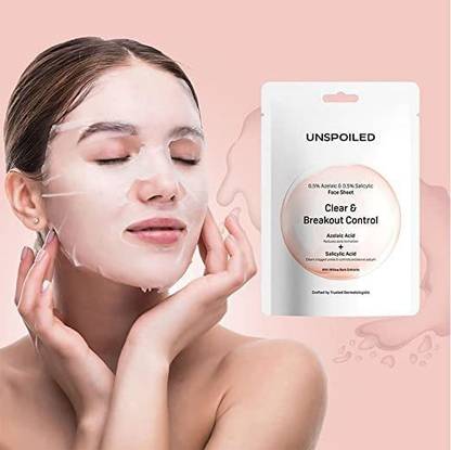 UNSPOILED Clear & Breakout Control Sheet Mask for Acne Control, Pigmentation & Dark Spots