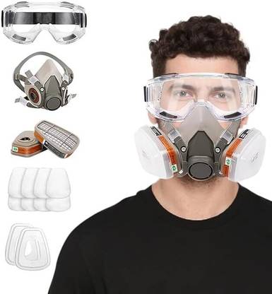 FLOSTRAIN Gas Mask Set Respirator with Filters and Goggle Activated Carbon Mask  Face Shaping Mask