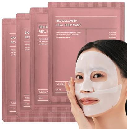 Ureka Korean Glass Skin Bio-Collagen Overnight Face Mask for Deep Hydration pack of 4