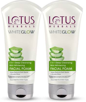 LOTUS HERBALS Whiteglow 3 In 1 Deep Cleaning Skin Whitening Facial Foam | 100g Face Wash