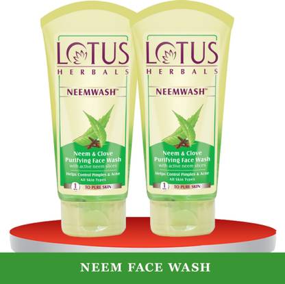 LOTUS HERBALS NEEMWASH Neem & Clove Ultra-Purifying  ( Pack of 2 ) ( 150g * 2 ) Face Wash