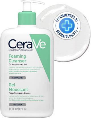 CeraVe Foaming Cleanser  For Oily Skin with Hyaluronic Acid, Dermatologist Recommended Face Wash