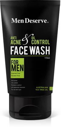 Men Deserve Anti Acne and Oil Control with Australian Tea Tree Oil - 115 ml (Sulphate free and Paraben free) Face Wash