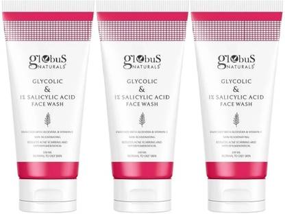Globus Naturals Pimple Clear Glycolic & Salicylic Acid , Set of 3  Face Wash