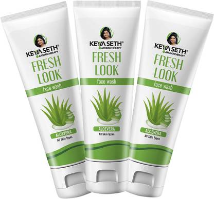 KEYA SETH AROMATHERAPY Fresh Look Aloe Vera Gel  Deep cleanser Soothes Nourishes Reduces Blemishes & Moisturizing for All Skin Type, 100ml (Pack of 3) Face Wash