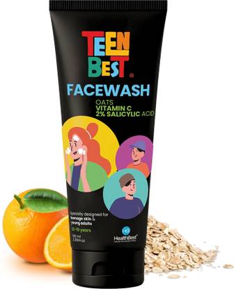 HealthBest 2% Salicylic Acid Facewash for Teens Fights Acne Pimples & Blackheads Gentle Cooling Cleanser with Niacinamide, Aloe Vera & Oat Extract for Oily & Sensitive Skin, Boys & Girls Face Wash
