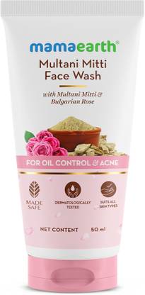 Mamaearth Multani Mitti & Bulgarian Rose For Oil Control & Acne | Suits All Skin Types | Hydrating & Gentle | Paraben-Free | No Silicones | Sulphate-Free Face Wash