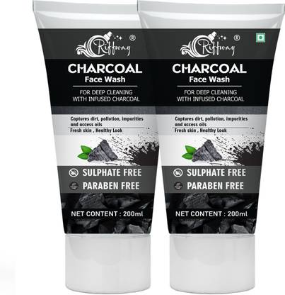 Riffway Charcoal  For Spot Reduction\ Restores Skin Hydration \ Men Women Face Wash
