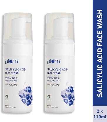 Plum 1% Salicylic Acid Anti Acne Gentle Foaming Cleanser | Controls Oil | Pack of 2 Face Wash