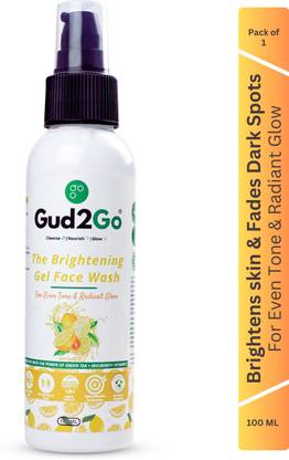 Gud2Go Brightening Gel Facial Wash Infused With Vitamin C, Green Tea and Mulberry | Dark Spot Reduction, Exfoliating, Even Skin Tone & Glowing Youthful Look | For Radiant Glow, Acne & Pimple Control, Oil Control, Anti-Wrinkle, Hydrating, Gentle Cleansing, Glowing Skin | Best For Dry, Oily and Sensitive Skin | For Man & Women | Suitable For All Skin Type Face Wash